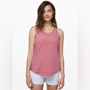 Lululemon Love Tank *Pleated, ‘Short Serve Stripe Heathered So Merlot White’, 12